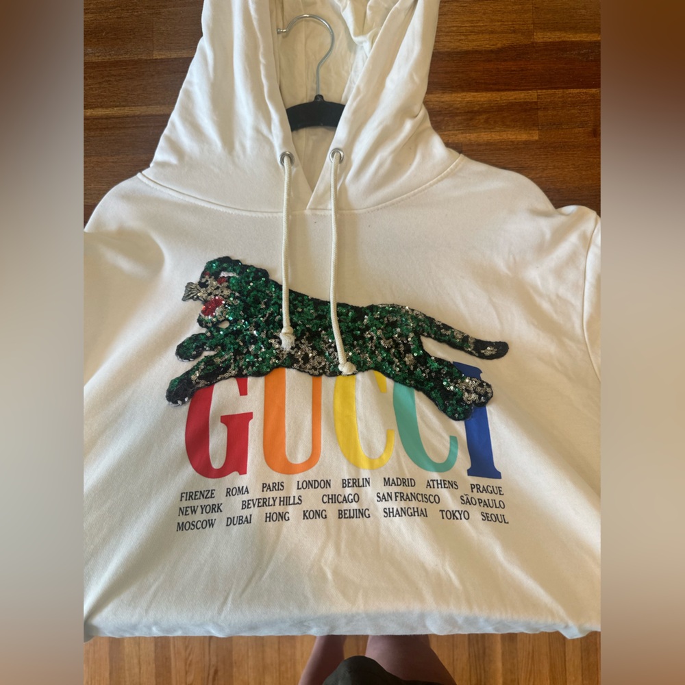 Gucci Cities 2018 Sequin Logo Sweatshirt size XL